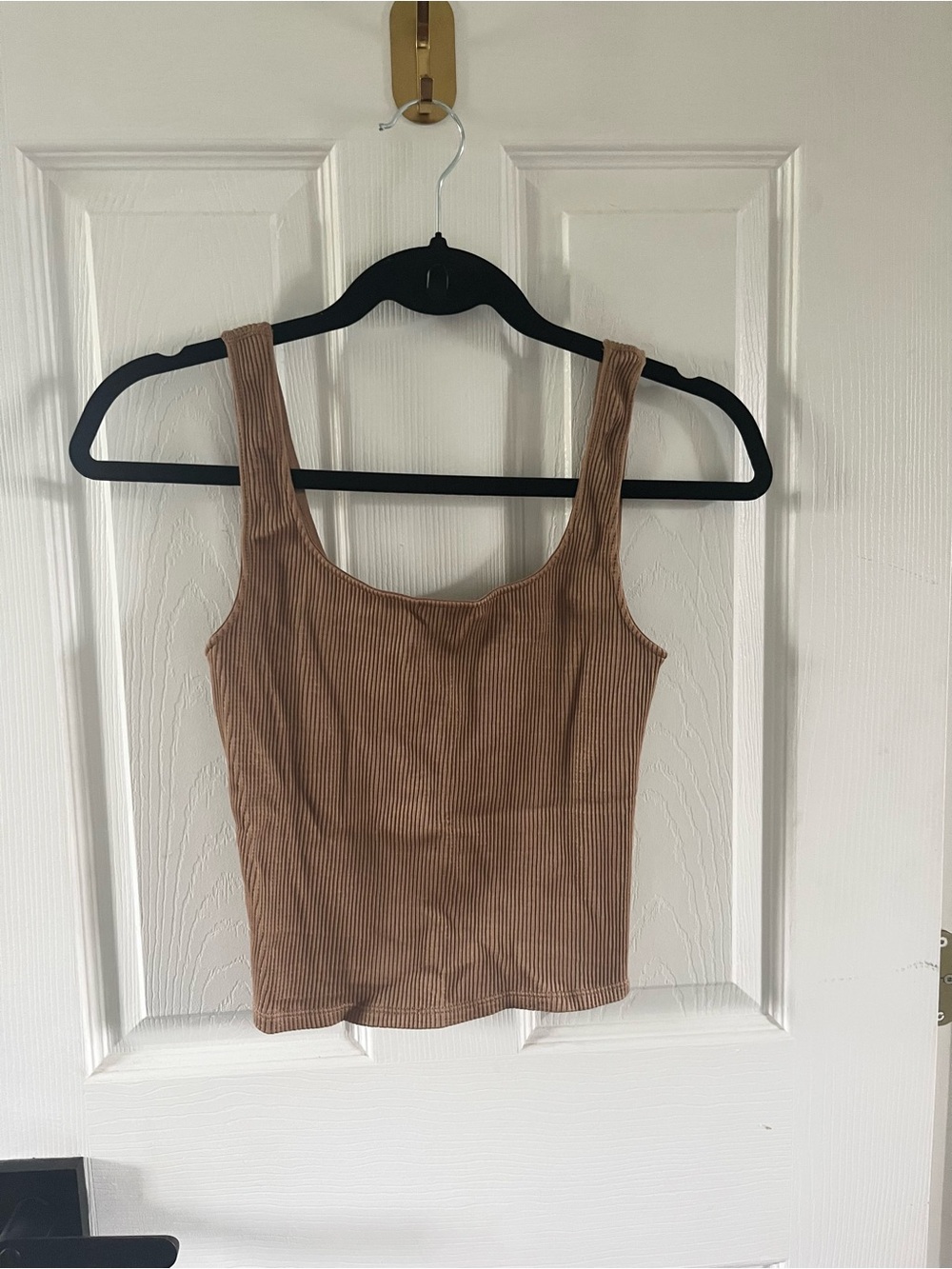Dynamite Ribbed Cropped Tank Top Neutral Brown TP/XS
